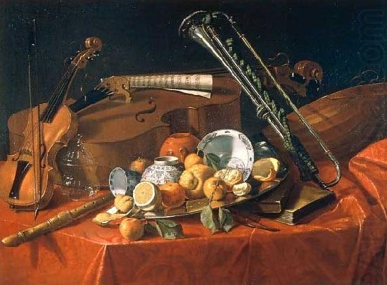 Stilleben mit Musikinstrumenten und Fruchten, Cristoforo Munari